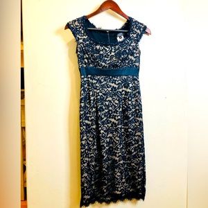 Tadashi Navy blue, lacey cocktail dress